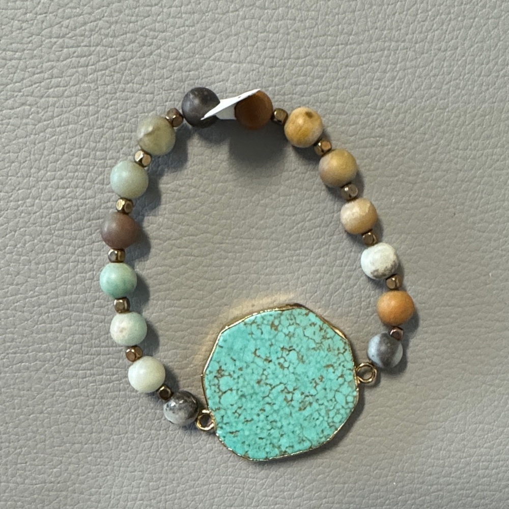 Turquoise and Earth Tone Stone Bracelet